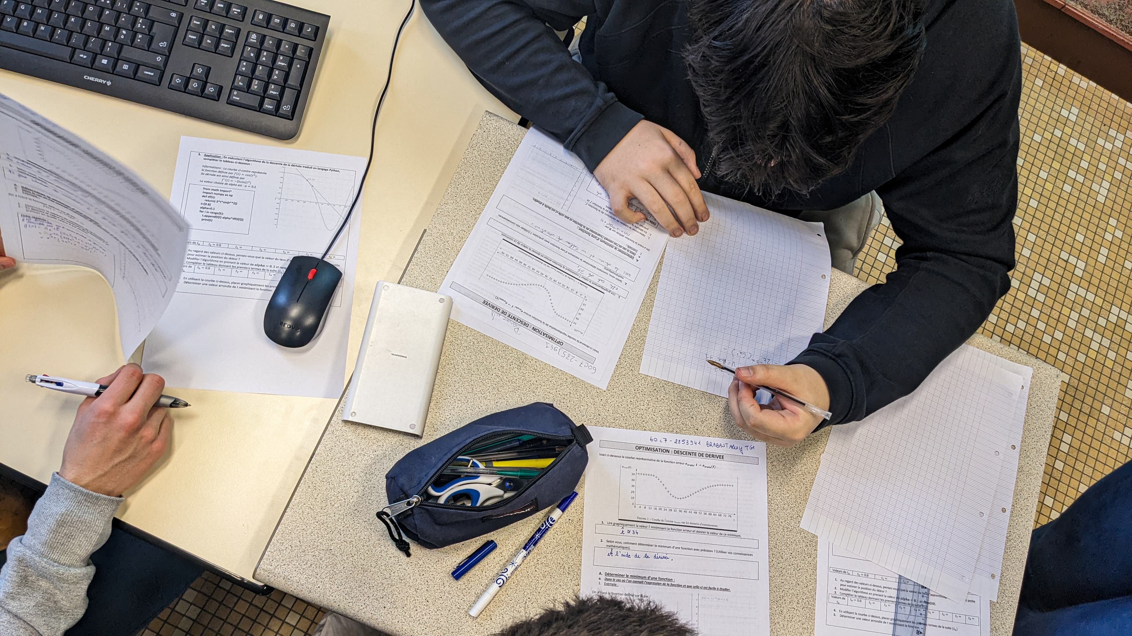 Student doing paper exercises